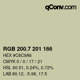 カラーコード: RGB 200.7 201 166 | qconv.com