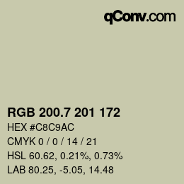 カラーコード: RGB 200.7 201 172 | qconv.com