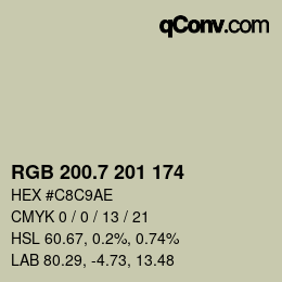 カラーコード: RGB 200.7 201 174 | qconv.com