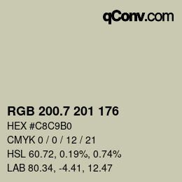 カラーコード: RGB 200.7 201 176 | qconv.com