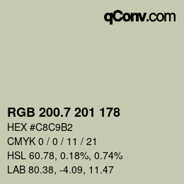 カラーコード: RGB 200.7 201 178 | qconv.com