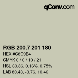 カラーコード: RGB 200.7 201 180 | qconv.com