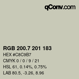 カラーコード: RGB 200.7 201 183 | qconv.com