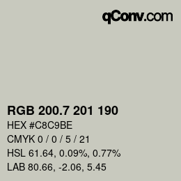 カラーコード: RGB 200.7 201 190 | qconv.com