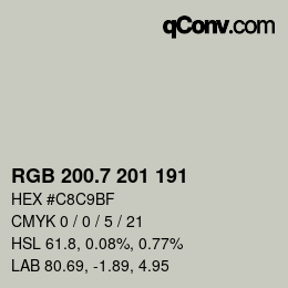 カラーコード: RGB 200.7 201 191 | qconv.com