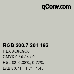 カラーコード: RGB 200.7 201 192 | qconv.com
