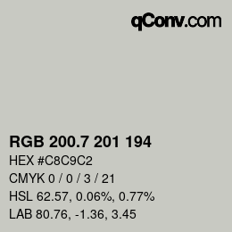 カラーコード: RGB 200.7 201 194 | qconv.com