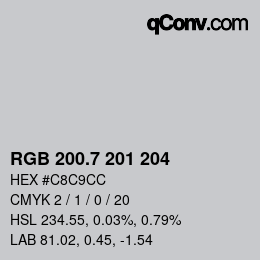 カラーコード: RGB 200.7 201 204 | qconv.com