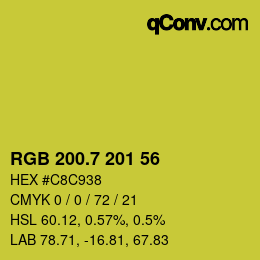 カラーコード: RGB 200.7 201 56 | qconv.com