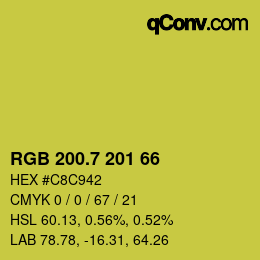 カラーコード: RGB 200.7 201 66 | qconv.com