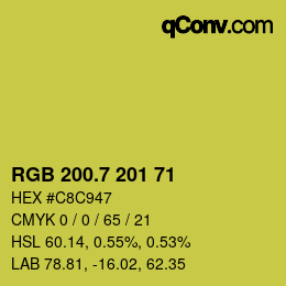 カラーコード: RGB 200.7 201 71 | qconv.com