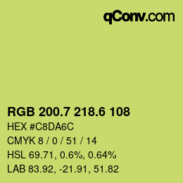 カラーコード: RGB 200.7 218.6 108 | qconv.com
