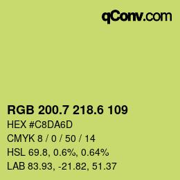 カラーコード: RGB 200.7 218.6 109 | qconv.com