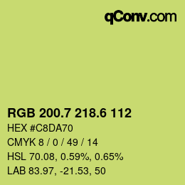 カラーコード: RGB 200.7 218.6 112 | qconv.com