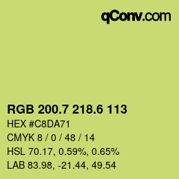 カラーコード: RGB 200.7 218.6 113 | qconv.com