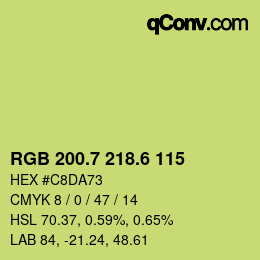 カラーコード: RGB 200.7 218.6 115 | qconv.com