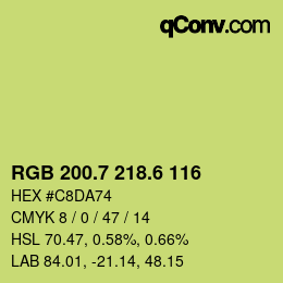 カラーコード: RGB 200.7 218.6 116 | qconv.com