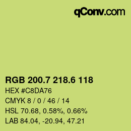 カラーコード: RGB 200.7 218.6 118 | qconv.com