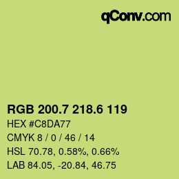 カラーコード: RGB 200.7 218.6 119 | qconv.com