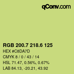 カラーコード: RGB 200.7 218.6 125 | qconv.com