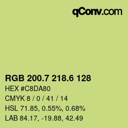 カラーコード: RGB 200.7 218.6 128 | qconv.com