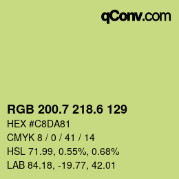 カラーコード: RGB 200.7 218.6 129 | qconv.com