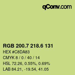 カラーコード: RGB 200.7 218.6 131 | qconv.com