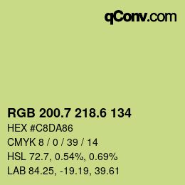 カラーコード: RGB 200.7 218.6 134 | qconv.com