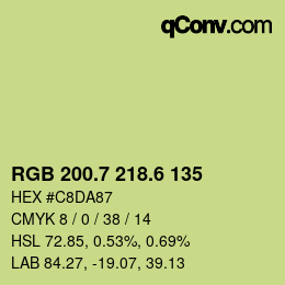 カラーコード: RGB 200.7 218.6 135 | qconv.com