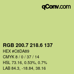 カラーコード: RGB 200.7 218.6 137 | qconv.com