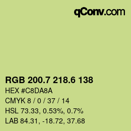 カラーコード: RGB 200.7 218.6 138 | qconv.com