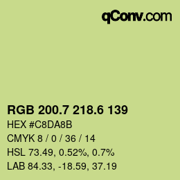 カラーコード: RGB 200.7 218.6 139 | qconv.com