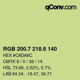 カラーコード: RGB 200.7 218.6 140 | qconv.com