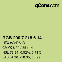 カラーコード: RGB 200.7 218.6 141 | qconv.com