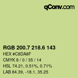 カラーコード: RGB 200.7 218.6 143 | qconv.com