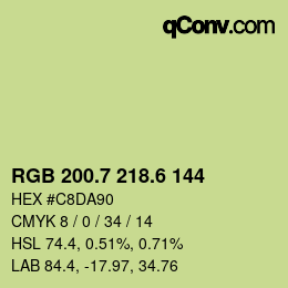 カラーコード: RGB 200.7 218.6 144 | qconv.com