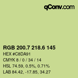 カラーコード: RGB 200.7 218.6 145 | qconv.com