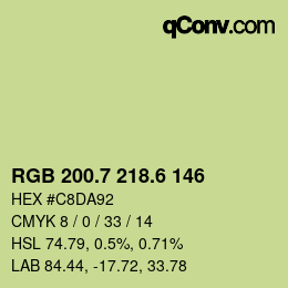 カラーコード: RGB 200.7 218.6 146 | qconv.com
