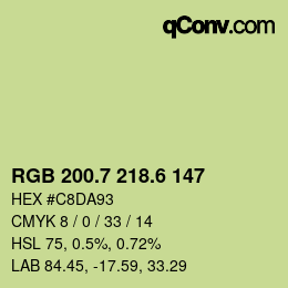 カラーコード: RGB 200.7 218.6 147 | qconv.com