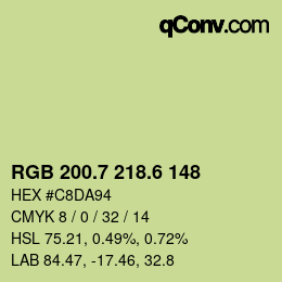 カラーコード: RGB 200.7 218.6 148 | qconv.com