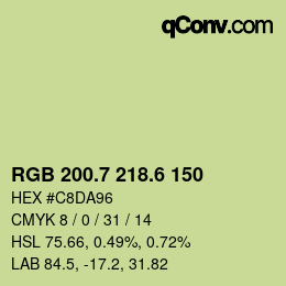 カラーコード: RGB 200.7 218.6 150 | qconv.com