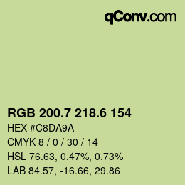 カラーコード: RGB 200.7 218.6 154 | qconv.com
