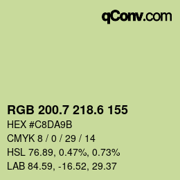 カラーコード: RGB 200.7 218.6 155 | qconv.com