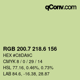 カラーコード: RGB 200.7 218.6 156 | qconv.com