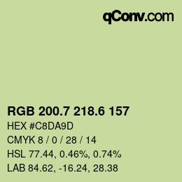 カラーコード: RGB 200.7 218.6 157 | qconv.com