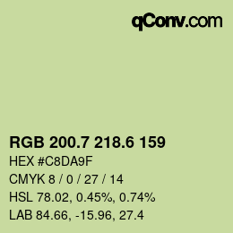 カラーコード: RGB 200.7 218.6 159 | qconv.com