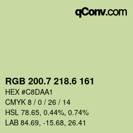 カラーコード: RGB 200.7 218.6 161 | qconv.com