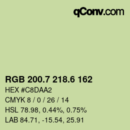 カラーコード: RGB 200.7 218.6 162 | qconv.com
