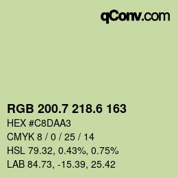 カラーコード: RGB 200.7 218.6 163 | qconv.com