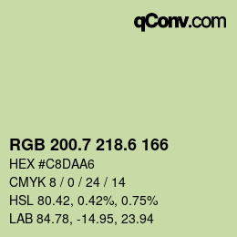 カラーコード: RGB 200.7 218.6 166 | qconv.com